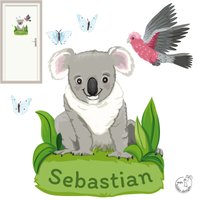 Wandtattoo "Koala Türschild" Rosakakadu Koalabär Wandsticker Kinderzimmer Kinderdeko Wanddeko Babyzimmer von MHBilder