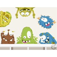 Wandtattoo "Monster Set" Für Kinderzimmer Kinder Kinderdeko Wanddeko Wandsticker Wandaufkleber Monsterchen Junge von MHBilder