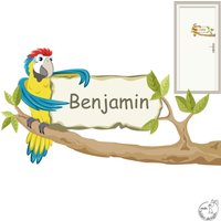 Wandtattoo "Papagei Türschild" Farbauswahl Personalisierbar Kinderzimmer Kinder Babyzimmer Dschungel Vögel Namensschild von MHBilder