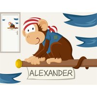 Wandtattoo "Piraten Affe Türschild" Namensschild Für Die Tür Dschungelzimer Kinder Kinderzimmer Liane Wandaufkleber Wandsticker von MHBilder