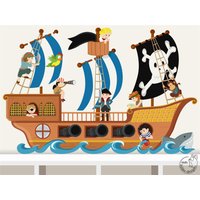 Wandtattoo "Piratenschiff" Piraten Piratenzimmer Name Tür Junge Kinderzimmer Wandaufkleber Wandsticker von MHBilder