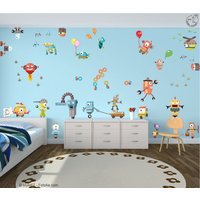 Wandtattoo "Roboter Set" Xxl Kinderzimmer Babyzimmer von MHBilder