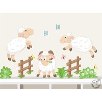 Wandtattoo "Springende Schafe" Kinderzimmer Babyzimmer Kinder Kinderdeko Wanddeko Wandsticker Wandaufkleber von MHBilder