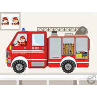 Wandtattoo Xxl "Feuerwehrauto Ii." Individualisierbar Feuerwehrwagen Name Junge Kinderzimmer Wandaufkleber Wandsticker Feuerwehr von MHBilder