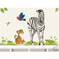 Wandtattoo "Zebra & Tiger Baby" Wandsticker Babyzimmer Kinderzimmer Baby Kinder von MHBilder