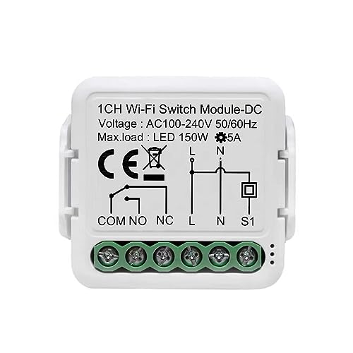 MHCOZY 1 Kanal DC12V 24V AC100-240V Tuya Smart Life app Trockenkontakt WiFi Smart Relais Schaltmodul, Arbeit mit Alexa Google Home von MHCOZY