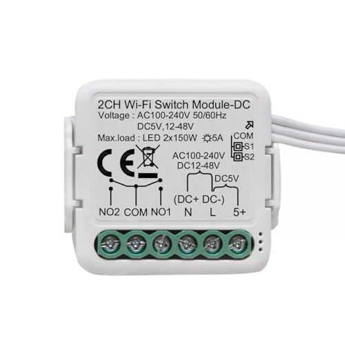 MHCOZY 2 Kanal DC 5V 24V 32V AC100-240V Tuya Smart Life app Trockenkontakt WiFi Smart Relais Schaltmodul, Arbeit mit Alexa Google Home von MHCOZY