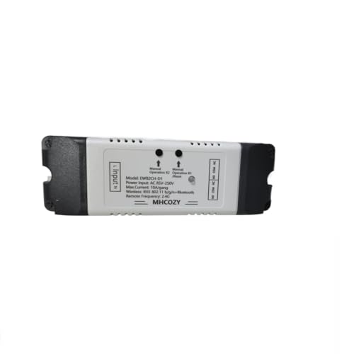 MHCOZY 2 Kanal WiFi RF Wireless Switch Relais, Inching Selbstsperrender Interlock Modus, Ewelink App Fernbedienung für Zugangskontrolle, Smart Garagentor, kompatibel mit Alexa Goolge Home (AC80–250V) von MHCOZY