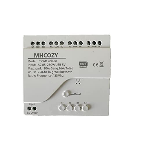 MHCOZY 4 Kanal USB 5V AC85-250V Smart WiFi Drahtloses Trockenkontakt Relais Schaltmodul, Tuya Smart Life App-Fernbedienung, Arbeiten mit Alexa Google Home von MHCOZY