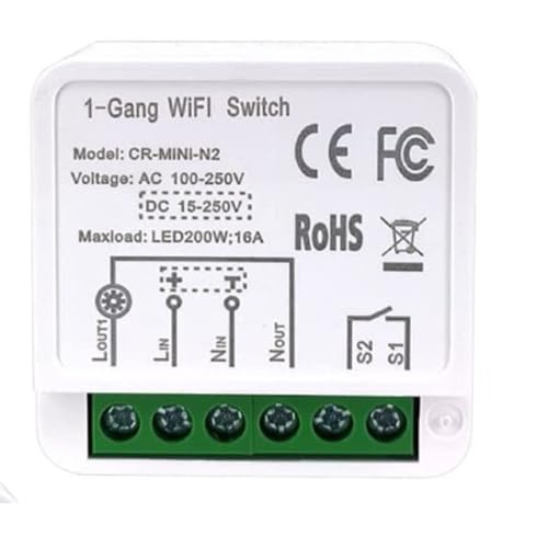 MHCOZY Wifi Schalter Wireless Relais Modul,DIY Smart Home Switch mit Tuya Smart Life App Bluetooth Fernbedienung, kompatibel mit Alexa Google Home,1/2 Weg 16A von MHCOZY