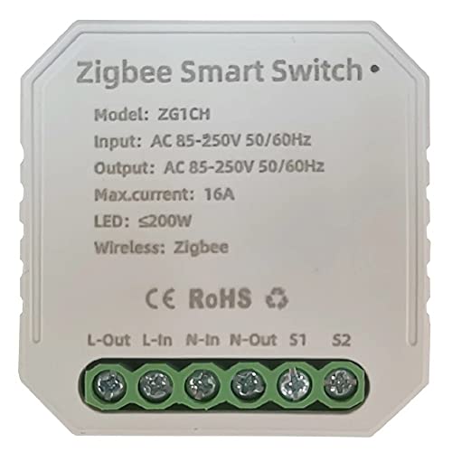 MHCOZY Zigbee 3.0 Relais Schaltmodul, Mini 1 Gang 1/2 Weg, DIY Smart Light Switch, Funktioniert mit Ewelink Tuya ZigBee Hub, SmartThings, Alexa, Google Home von MHCOZY