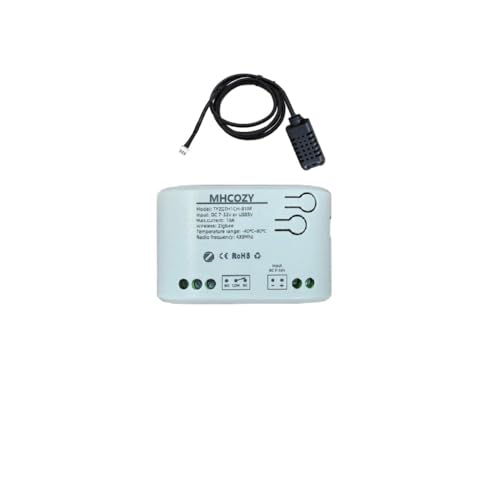 MHCOZY Zigbee Smart Temperatur Feuchteregler mit Sensor, 1 Kanal 12V 10A Trockenkontakt Heizung Kühlung Temperatur Relaisschalter, Tuya Zigbee Hub benötigt von MHCOZY