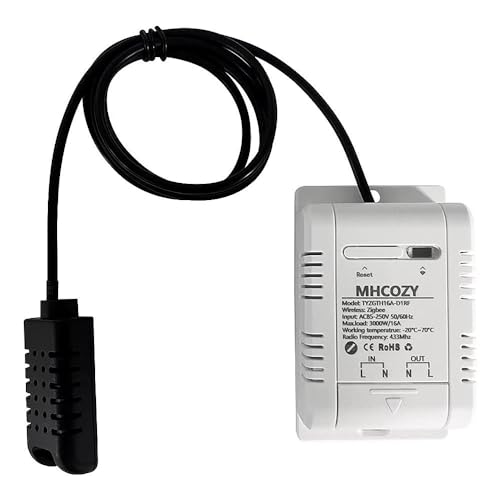 MHCOZY Zigbee Temperatur-Feuchtigkeits Sensor Controller, 7/24 Tuya app Remote Monitor und control16A Smart Switch (Tuya Zigbee Hub benötigt) von MHCOZY