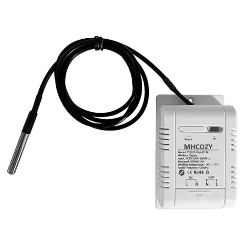 MHCOZY Zigbee Temperatur Sensor Controller mit wasserdichter Sonde, Tuya app Remote 16A Smart Switch (Tuya Zigbee Hub benötigt) von MHCOZY