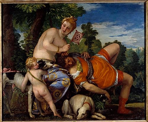 MHFFDYIV Berühmte Gemälde Mode Leinwand Malerei Leinwand Plakat Aphrodite Und Adonis Adonis-figur Der Griechischen Mythologie Liebt Aphrodite-gemälde Von Veronese Moderne Kunst 60x90cm von MHFFDYIV