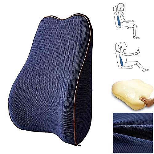 Ergonomisches Rücken-Kissen, Rückenkissen Aus Memory Foam Mit Verstellbar Gurt Und Abnehmbare Abdeckung,Lordosenstütze Für Auto Bürostuhl Couch,Lendenwirbelsäule Stütze Für Büro & Zuhause ,Navy blue von MHGLOVES