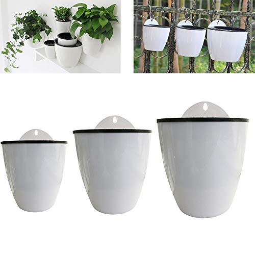 MHGLOVES Selbstbewässernde Pflanze Blumentopf, Wand Hängende Lazy Pflanzer, Kunststoff Langlebig Übertopf Pflanzen Halter Store Wasser Funktion Für Zuhause Büro Garten Balkon, 3Er-Set von MHGLOVES