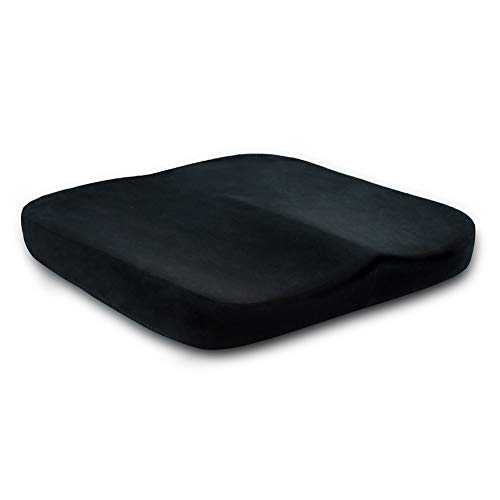 MHGLOVES Tragbares Komfortkissen, orthopädisches Komfort-Memory-Foam-Sitzkissen, quadratisches Schmerzlinderungskissen mit abnehmbarem Bezug für Rollstuhl, Bürostühle (1 Stück),Black Soft von MHGLOVES