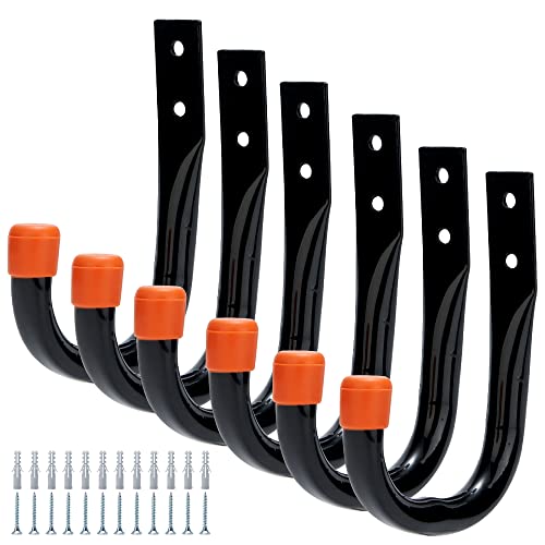 MHHO-WG 6-Pack Heavy Duty Stahl Wand montiert Garage Speicher Utility Haken, Verwendung für Werkzeuge, Fahrräder, Leitern, Stühle von MHHO-WG