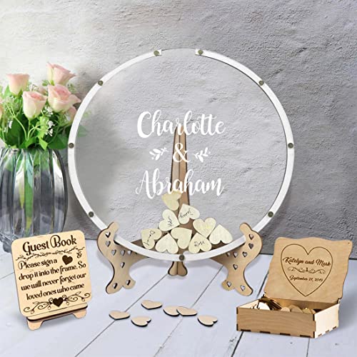 Personalisierte Hochzeit Gästebuch Alternative,Benutzerdefinierte Namen Und Datum Kreisförmig Form Hochzeit Gästebuch Für Rustikale Hochzeit Dekorationen Geburtstag Party (Stil 8) von MHJUFGD