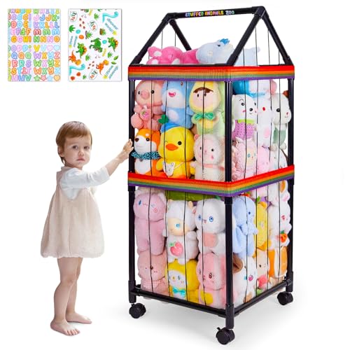 MHJY Kuscheltier-Aufbewahrung Zoo mit Rollen, Stofftier Aufbewahrungsbox aus PVC, Großes Plüschtier-Regal mit Gummibändern, Spielzeug Organizer für Kinderzimmer, Schlafzimmer & Kindergarten Deko MHJY Kuscheltier-Aufbewahrung Zoo mit Rollen, Stofftier Aufbewahrungsbox aus PVC, Großes Plüschtier-Regal mit Gummibändern, Spielzeug Organizer für Kinderzimmer, Schlafzimmer & Kindergarten Deko von MHJY