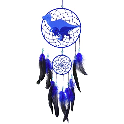 MHJY Traumfänger Kinder, Dinosaurier Dreamcatcher mit Feder Gross Handgefertigte Traumfänger für Jungen Mädchen Teenager Deko Zimmer Schlafzimmer Kinderzimmer Dekoration von MHJY