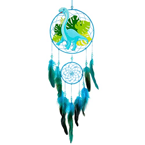 MHJY Traumfänger Kinder, Dinosaurier Dreamcatcher mit Feder Gross Handgefertigte Traumfänger für Jungen Mädchen Teenager Deko Zimmer Schlafzimmer Kinderzimmer Dekoration von MHJY