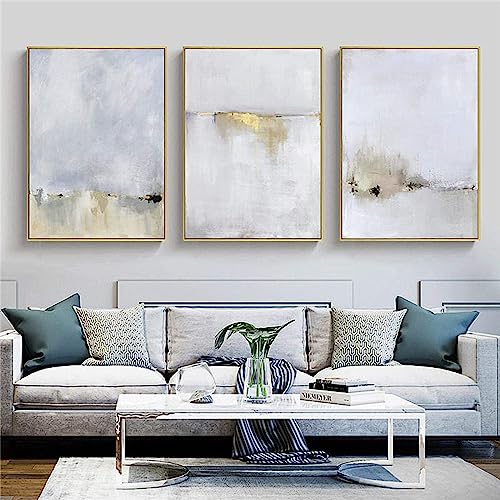 Leinwand Malerei Abstrakte Gold und Weiß Bilder Wandkunst Modern Poster Kunstdruck Bild Wand Wohnzimmer Schlafzimmer Dekor Kein Rahmen (3X50X70CM) von MHLCMG