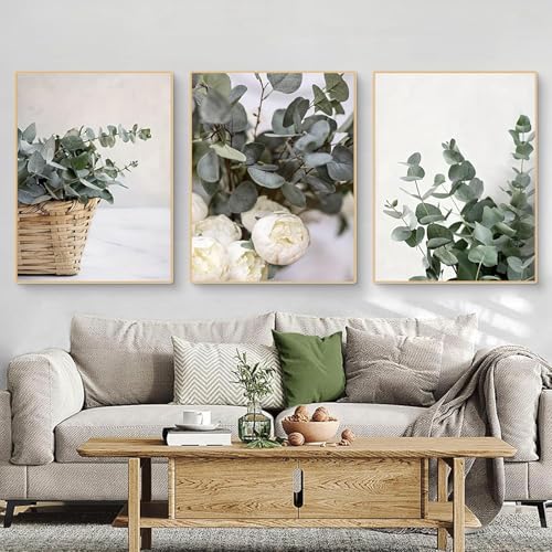 Leinwand Malerei Modern Grüne Pflanzen Blätter Bilder Wandkunst Poster Kunstdruck Bild Wand Wohnzimmer Schlafzimmer Dekor (3X30X40CM,Ungerahmt) von MHLCMG