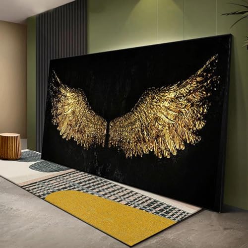 MHLCMG Leinwand Malerei Abstrakte Goldene Flügel Bilder Wandkunst Modernes Poster Kunstdruck Bild Wand Wohnzimmer Schlafzimmer Dekor Kein Rahmen (60X120CM) von MHLCMG