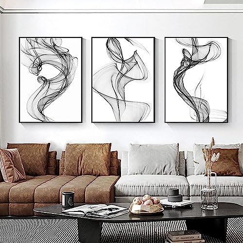 MHLCMG Leinwand Malerei Abstrakte Linie Bilder Wandkunst Schwarz Weiß Poster Kunstdruck Bild Wand Wohnzimmer Schlafzimmer Dekor Kein Rahmen (3X50X70CM) von MHLCMG