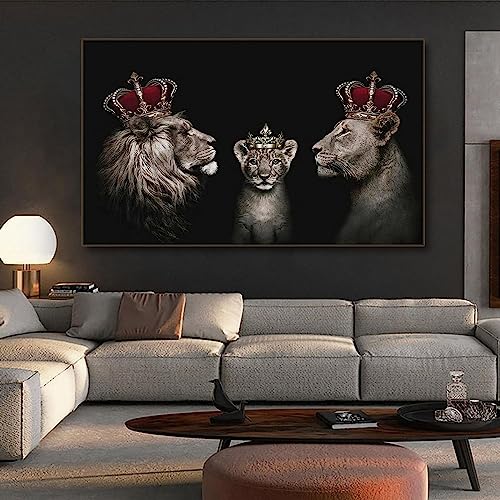 MHLCMG Leinwand Malerei Abstrakte Schwarz Weiße Löwenfamilie Bilder Wandkunst Löwen Poster Kunstdruck Bild Wand Wohnzimmer Schlafzimmer Dekor Kein Rahmen (40X60CM) von MHLCMG