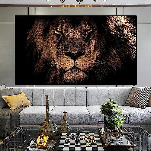 MHLCMG Leinwand Malerei Afrikanische Löwen Bilder Wandkunst Tiere Löwen Poster Kunstdruck Bild Wand Wohnzimmer Schlafzimmer Dekor Kein Rahmen (50X80CM) von MHLCMG