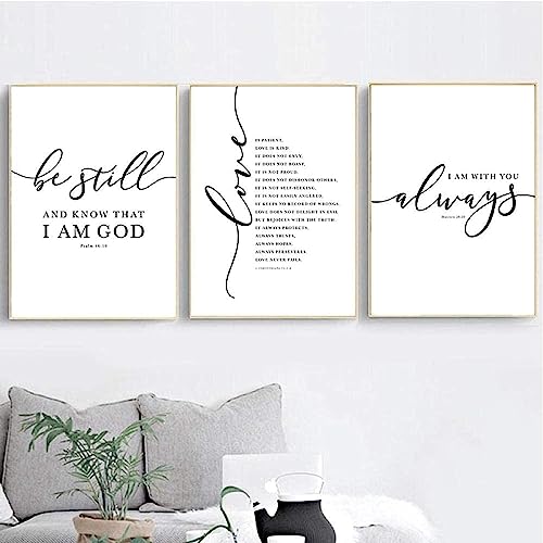 MHLCMG Leinwand Malerei Christliche Bibel Schrift Zitat Bilder Wandkunst Schwarz Weiß Poster Kunstdruck Bild Wand Wohnzimmer Schlafzimmer Dekor Kein Rahmen (3X20X30CM) von MHLCMG