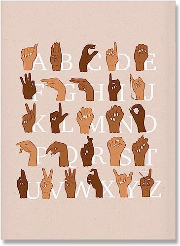 MHLCMG Leinwand Malerei Gebärdensprache Alphabet Bilder Wandkunst Nordic Poster Kunstdruck Bild Wand Wohnzimmer Schlafzimmer Dekor Kein Rahmen (50X70CM) von MHLCMG