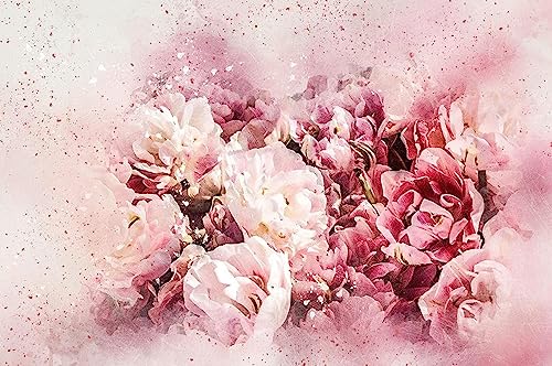 MHLCMG Leinwand Malerei Moderne Rosa Pfingstrose Bilder Wandkunst Abstraktes Aquarell Blumen Poster Kunstdruck Bild Wand Wohnzimmer Schlafzimmer Dekor Kein Rahmen (30X50CM) von MHLCMG