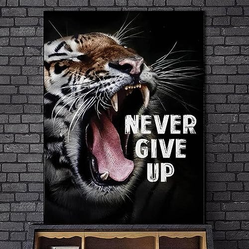 MHLCMG Leinwand Malerei Never Give Up Bilder Wandkunst Motivierende Zitate Poster Kunstdruck Bild Wand Wohnzimmer Schlafzimmer Dekor Kein Rahmen (20X30CM) von MHLCMG