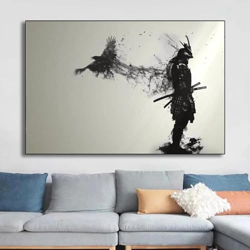 MHLCMG Leinwand Malerei Samurai Japan Bilder Wandkunst Nordisches Poster Kunstdruck Bild Wand Wohnzimmer Schlafzimmer Dekor Kein Rahmen (70X105CM) von MHLCMG