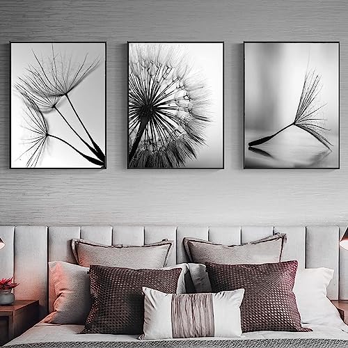 MHLCMG Leinwand Malerei Schwarz Weiß Pusteblume Bilder Wandkunst Abstrakt Poster Kunstdruck Bild Wand Wohnzimmer Schlafzimmer Dekor Kein Rahmen (3X40X50CM) von MHLCMG