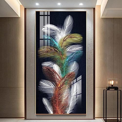 MHLCMG Leinwand Malerei Vogelfeder Bilder Wandkunst Abstrakte Poster Kunstdruck Bild Wand Wohnzimmer Schlafzimmer Dekor Kein Rahmen (60X120CM) von MHLCMG