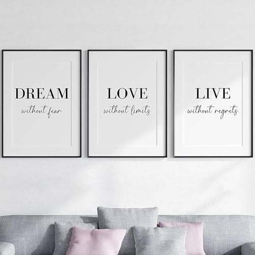 Schwarz Weiß Leinwand Malerei Dream Love Live Bilder Wandkunst Poster Kunstdruck Bild Wand Wohnzimmer Schlafzimmer Dekor Kein Rahmen (3X20X30CM) von MHLCMG