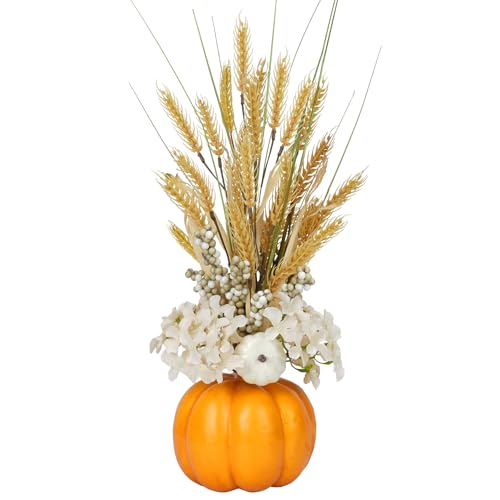 MHMJON Herbstdekorationen für Zuhause, Herbstdekoration, künstliche Kürbisse mit Beeren und Weizenstielen, Kürbisvasen, Herbstdekoration für Tisch, Küche, Bauernhaus, Halloween, Erntedankfest, Ernte von MHMJON