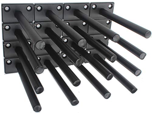 16 Stück 12,7 cm schwarze massive Stahl-Regalhalterungen – versteckte Halterungen für schwebende Holzregale – verdeckte Jalousie-Regalstütze – Schrauben und Dübel im Lieferumfang enthalten von MHMYDZ