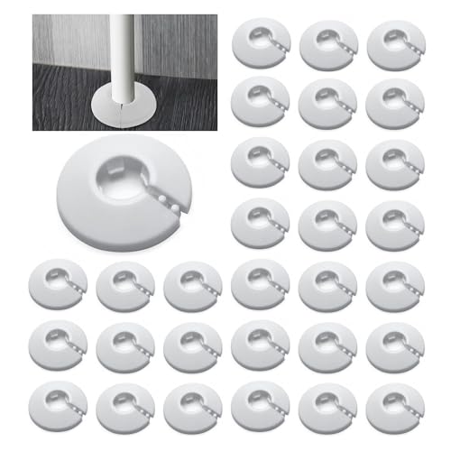 30 Stück Einzel Heizungsrohr Rosette, heizungsrohr abdeckung,Rohrabdeckung, Abdeckrosetten, Heizung, Verkleidung, Heizkörper Rosetten, weißes Polypropylen, weiss (16MM) von MHMondawn