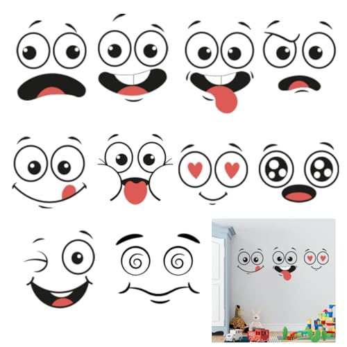 Smiley Sticker Multipack, 10 Pack Large Car and Refrigerator Decals, Autoaufkleber, Mülltonnenaufkleber, Durable & Waterproof - Perfect for Wall Decorations, Children's Room, and Garbage Bin von MHMondawn