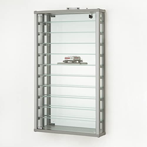 MHN Wandvitrine T 11 x B 51,5 x H 86,5 cm - schmale Sammler Hängevitrine abschließbar - kleine Glas-Vitrine Wand hängend - Sammlervitrine ohne Beleuchtung von MHN