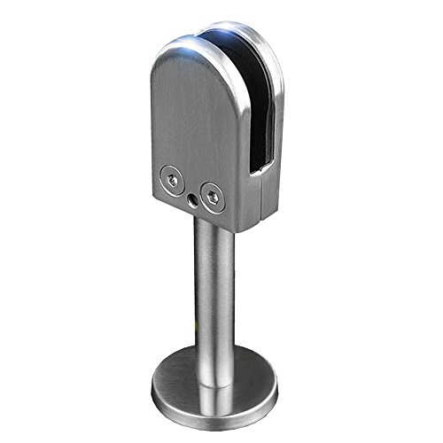 MHOME Glashalterung, Bodenhalter, Pfosten für rahmenloses Glas, Edelstahl, Silber, Bodenmontage von MHOME