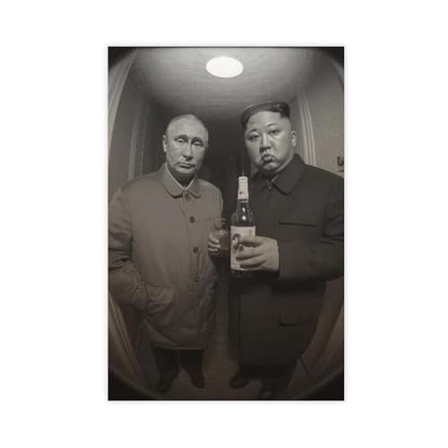 Lustiges Wandkunst, Leinwand-Poster, Motiv: Putin & Kim Jong Un, Schlafzimmerdekoration, Landschaft, Büro, Raumdekoration, Geschenk, 40 x 60 cm von MHTHFD