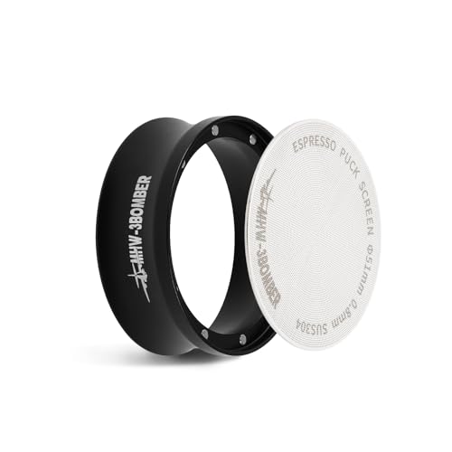 MHW-3BOMBER 51 mm Espresso-Dosiertrichter und 51 mm Pucksieb-Set, magnetischer Dosierring und wiederverwendbares Filter-Set, kompatibel mit 51 mm Siebträger, Espressomaschine, Barista-Zubehör, von MHW-3BOMBER
