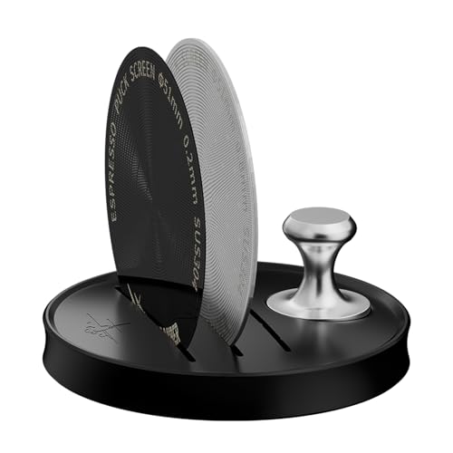 MHW-3BOMBER 51mm Puck Screen Set, wiederverwendbare Espresso Filter aus Metall, 0,2mm & 0,8mm Dicke, mit Espresso Puck Screen Ständer & magnetischer Halterung Modell: FG7050-OS von MHW-3BOMBER